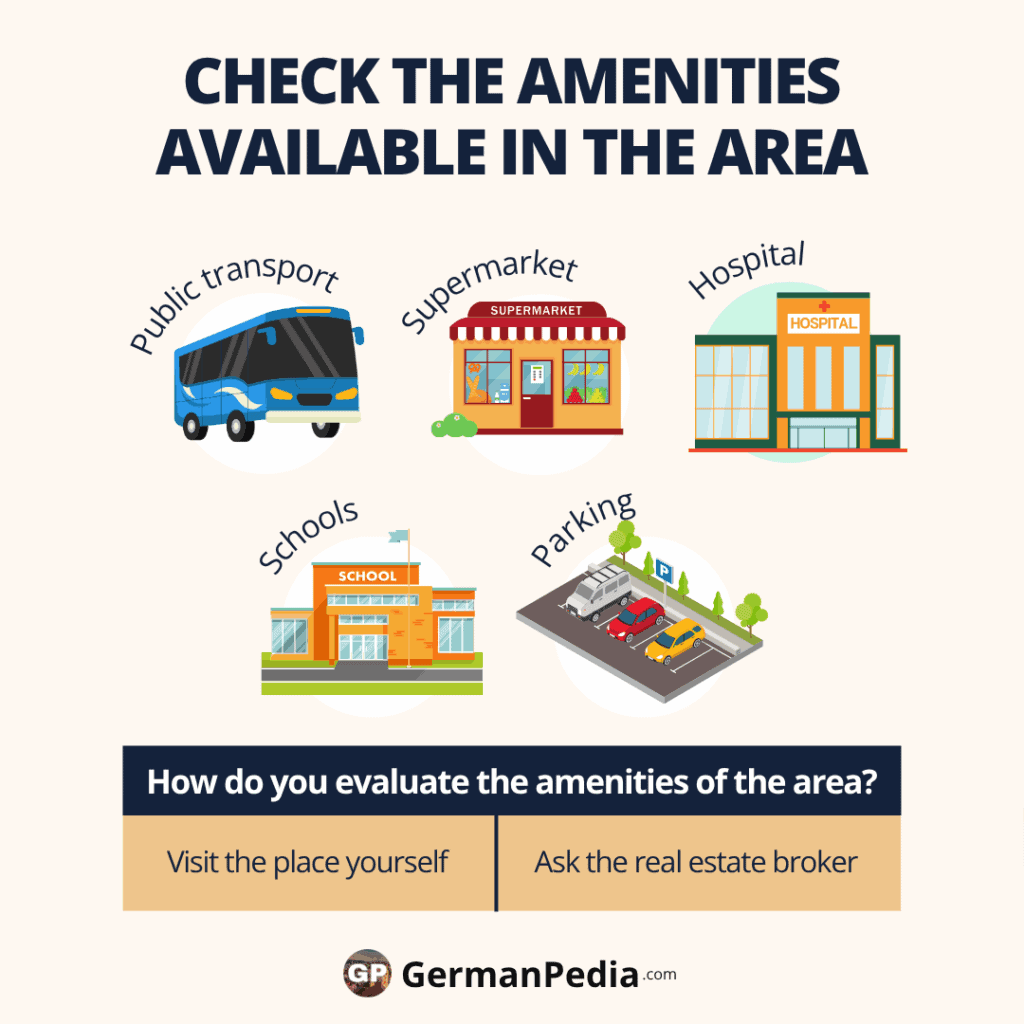 Check the amenities available in the area Check the amenities available in the area