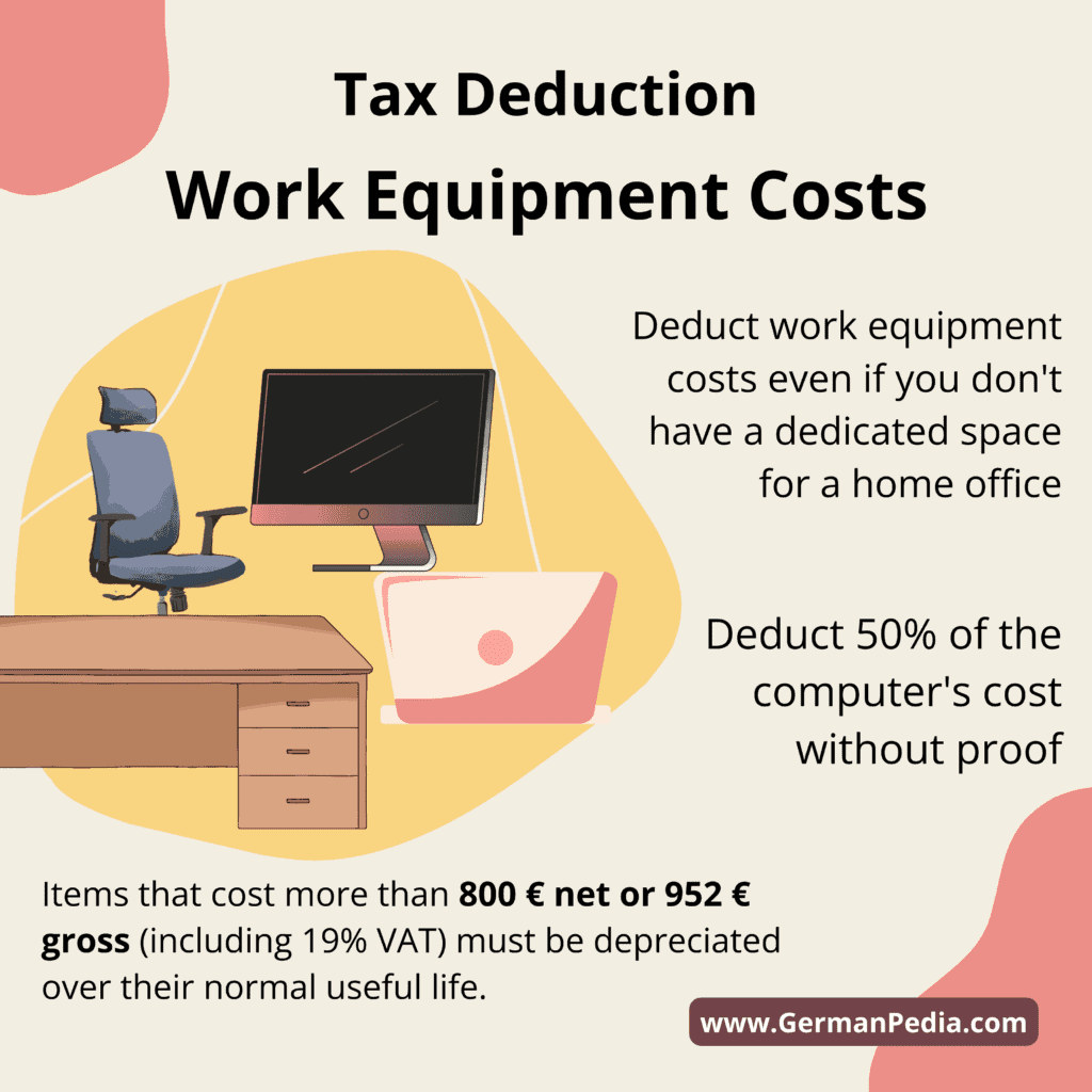 deduct work equipment costs from income tax in Germany
