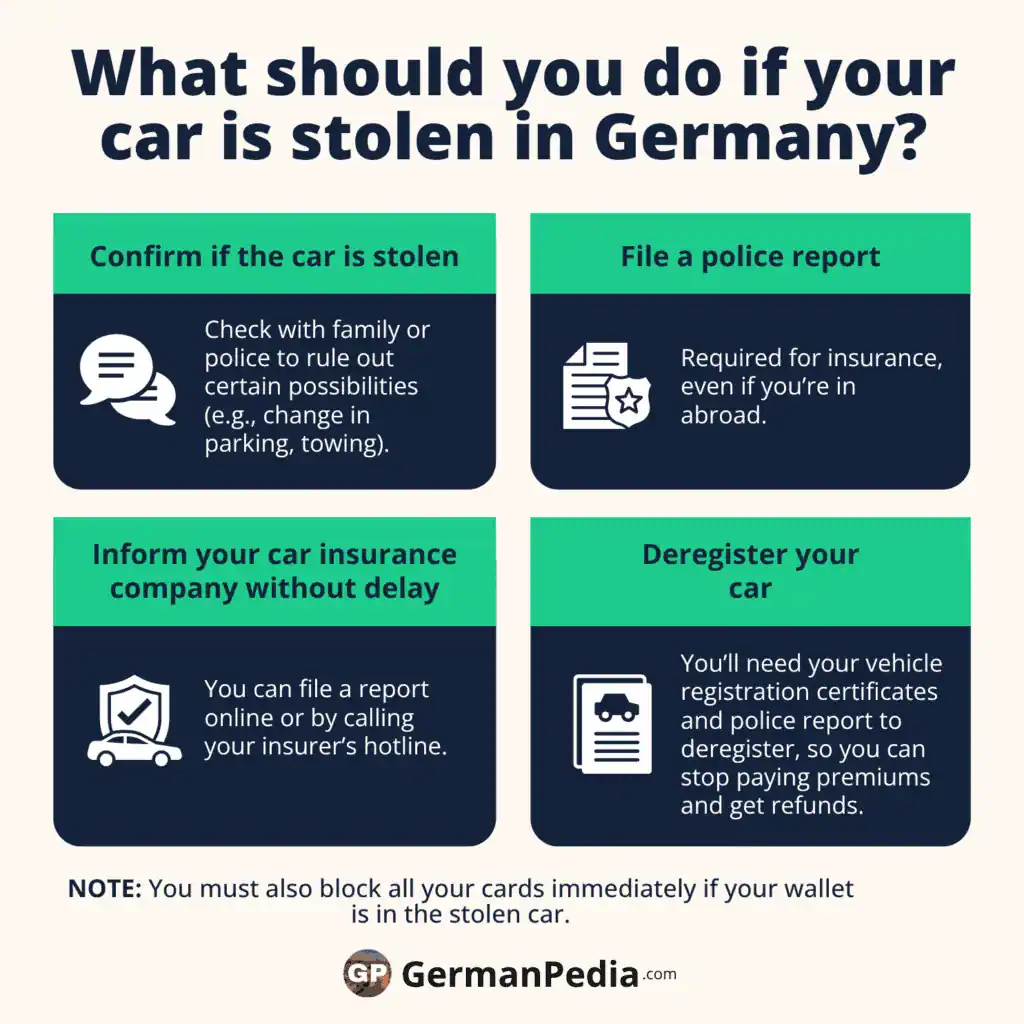 What should you do if your car is stolen in Germany
