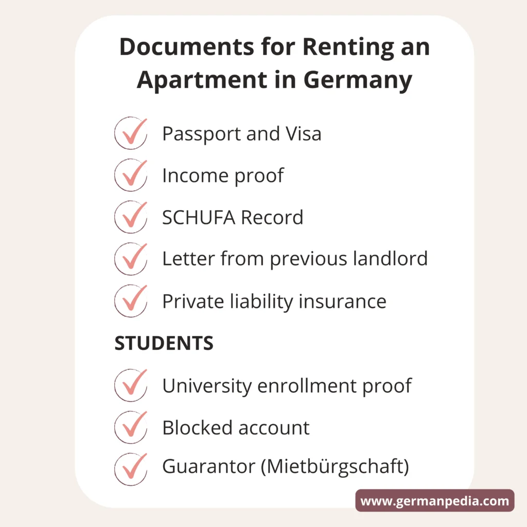 documents for renting an apartment in Germany