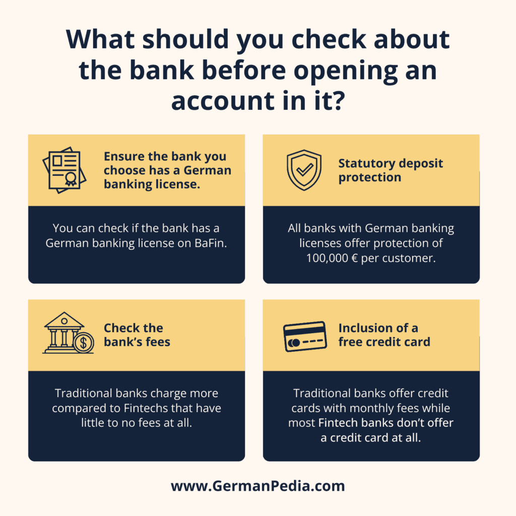 What should you check about the bank before opening an account in it?