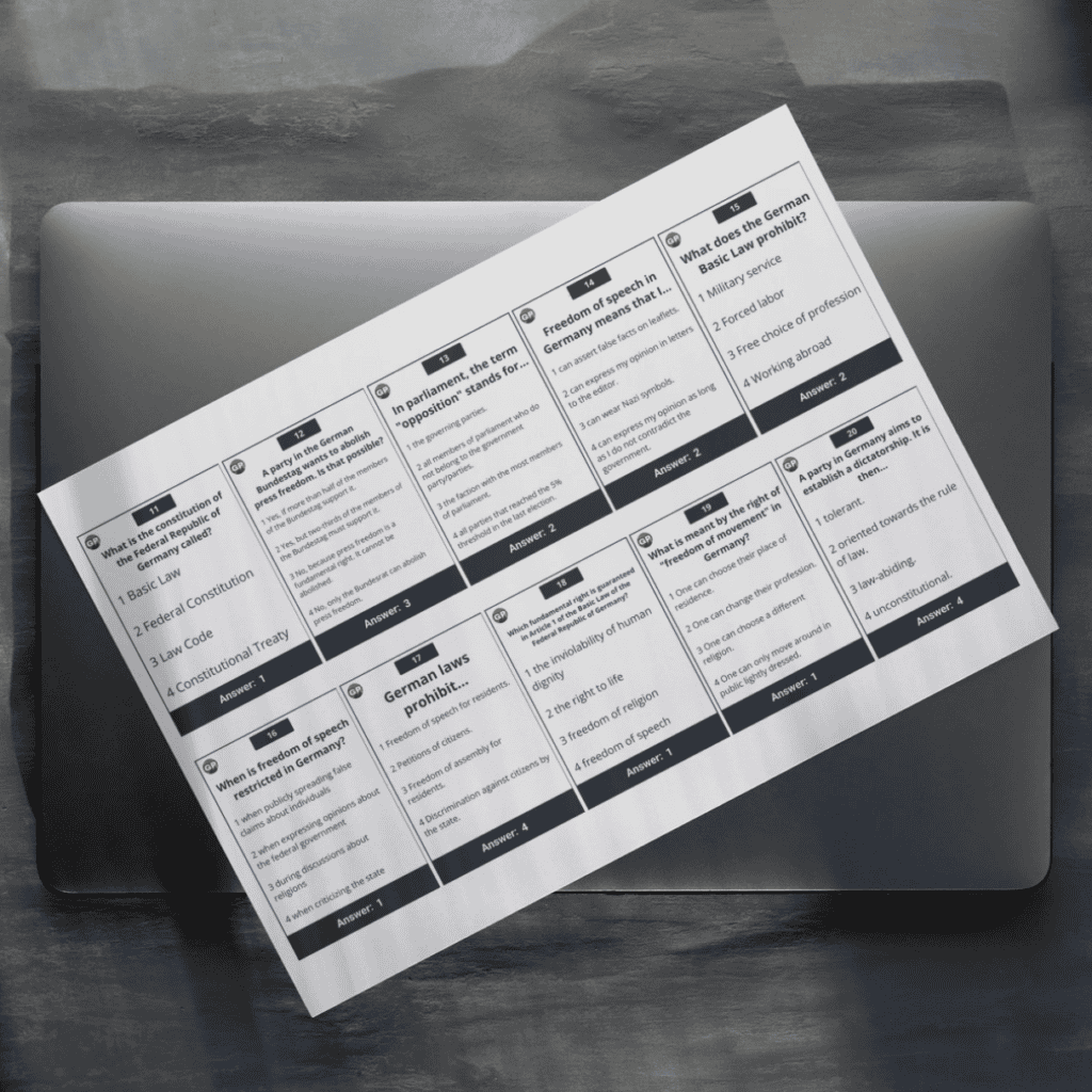 German naturalization test questions flashcards
