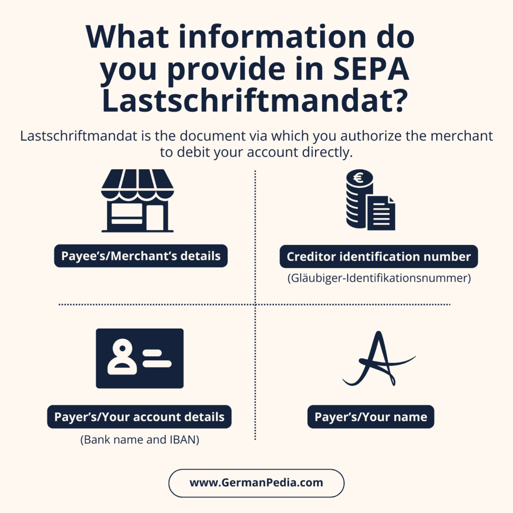 What information do you provide in SEPA Lastschriftmandat