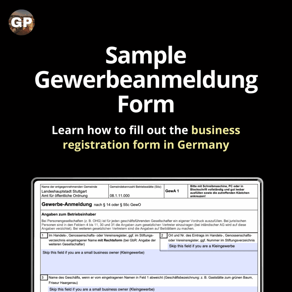 Sample Gewerbeanmeldung Form