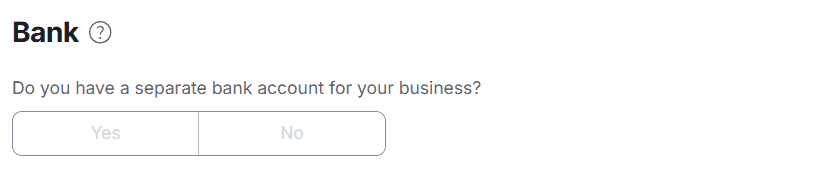 bank account details field