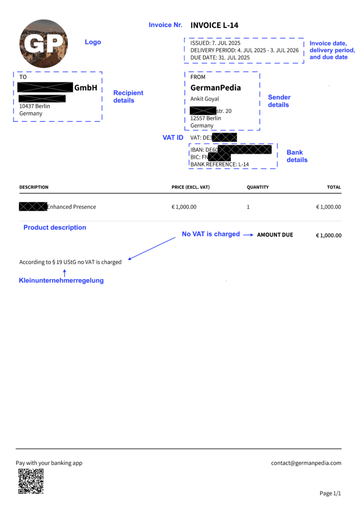 sample German invoice